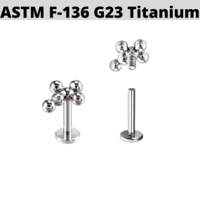 G23 Titanium Internally Threaded Beaded Cross Tragus Labret