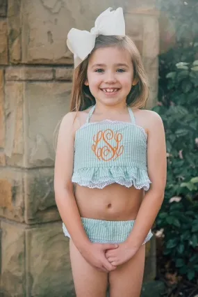 Girls Seersucker Swim two piece