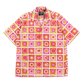 GITMAN VINTAGE BEACH SHIRT PINK SUNFLOWER CROCHET PRINT