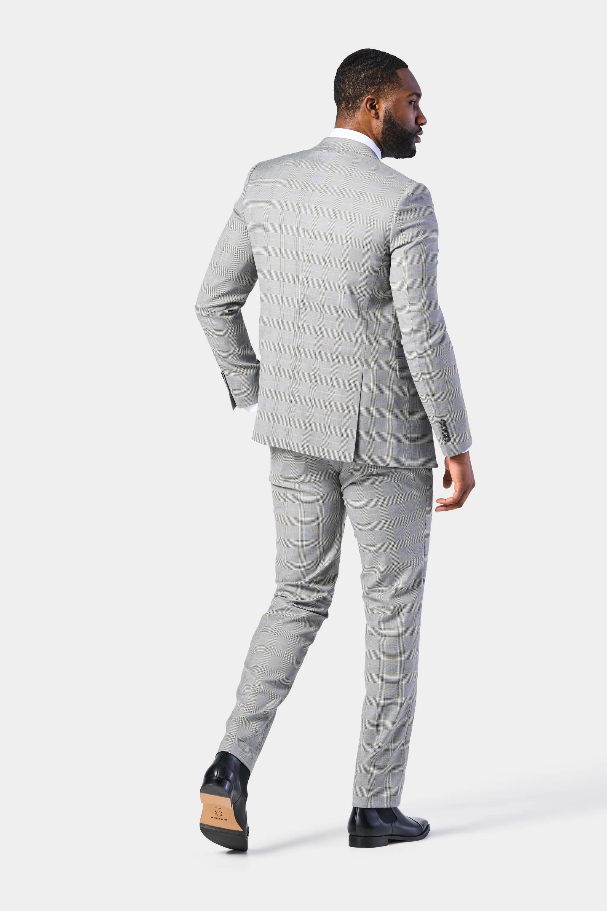 Gray and Blue Glenn Plaid 3 Piece Suit