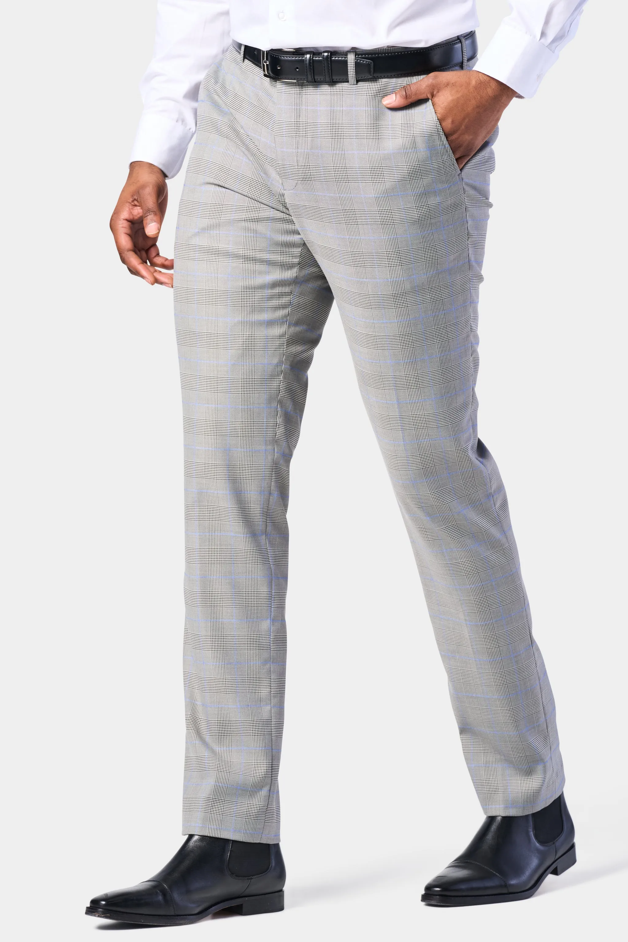 Gray and Blue Glenn Plaid 3 Piece Suit