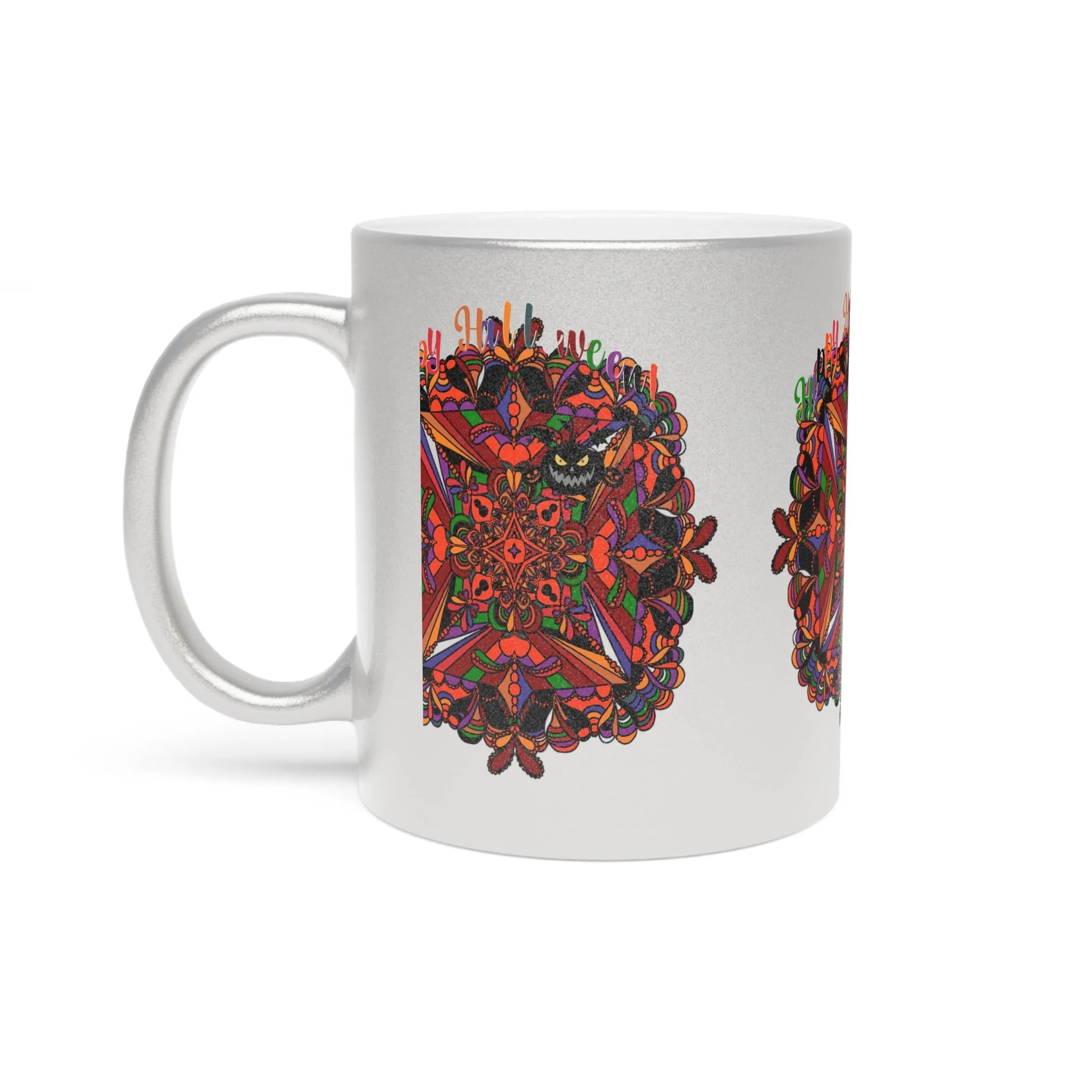 Handmade Mandala Pumpkin Mug - Silver & Gold - Mandala Design