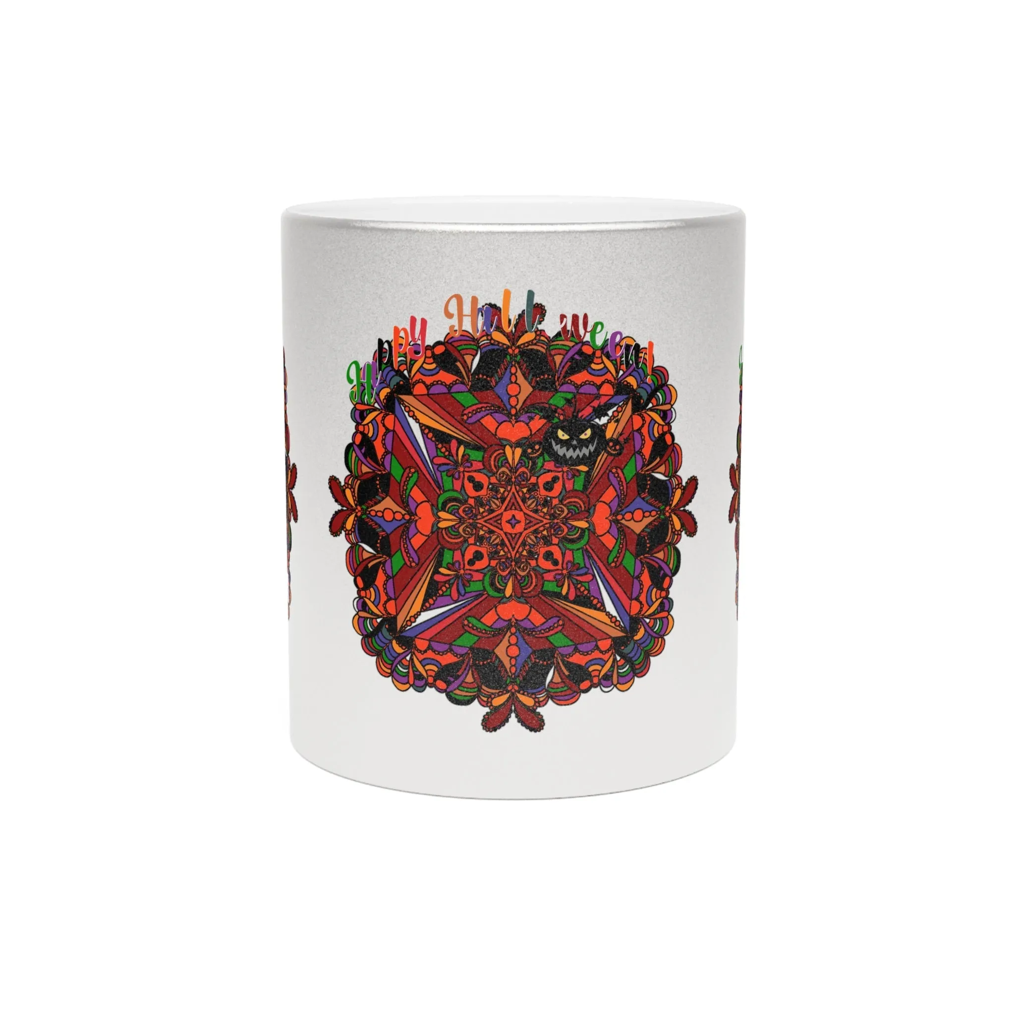 Handmade Mandala Pumpkin Mug - Silver & Gold - Mandala Design