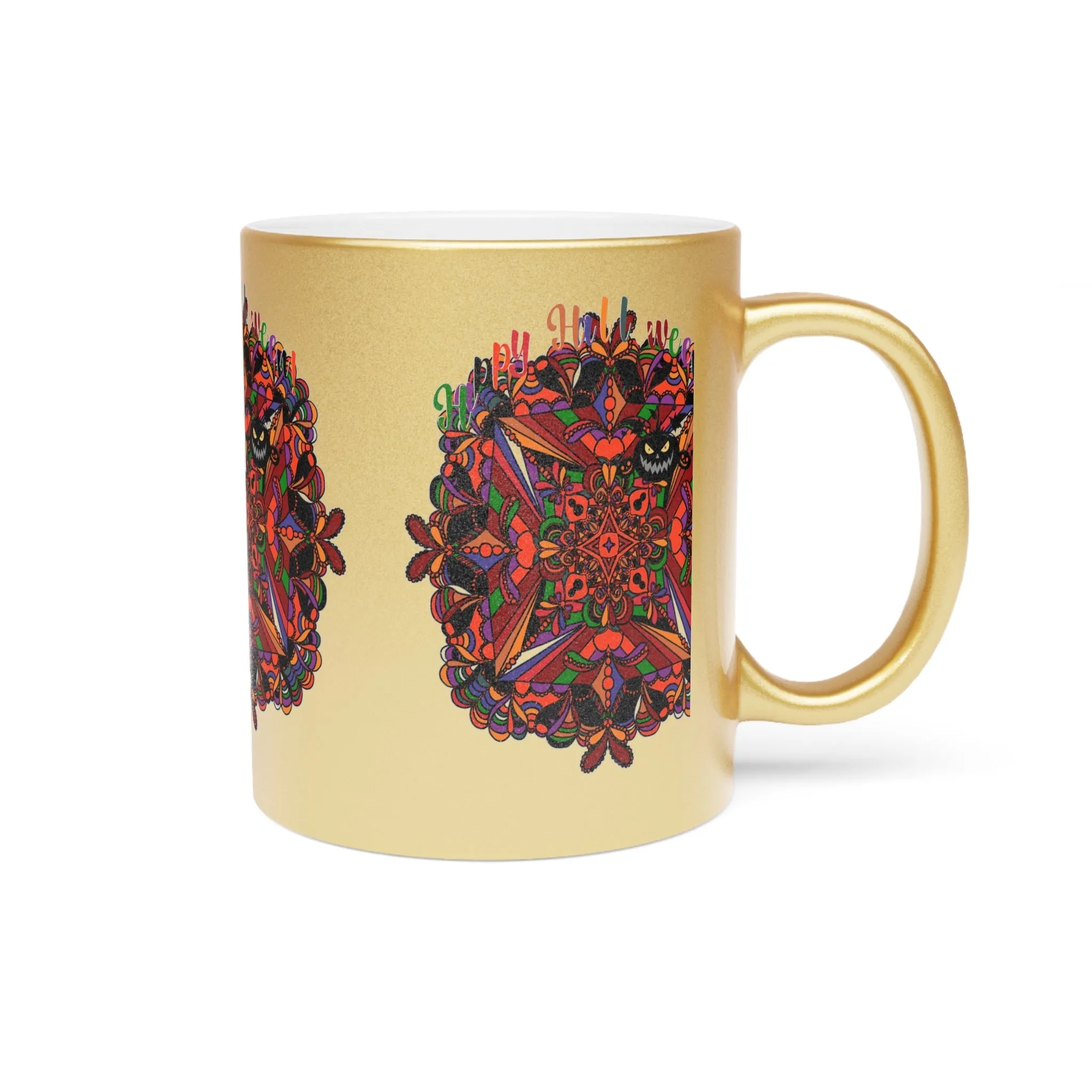 Handmade Mandala Pumpkin Mug - Silver & Gold - Mandala Design