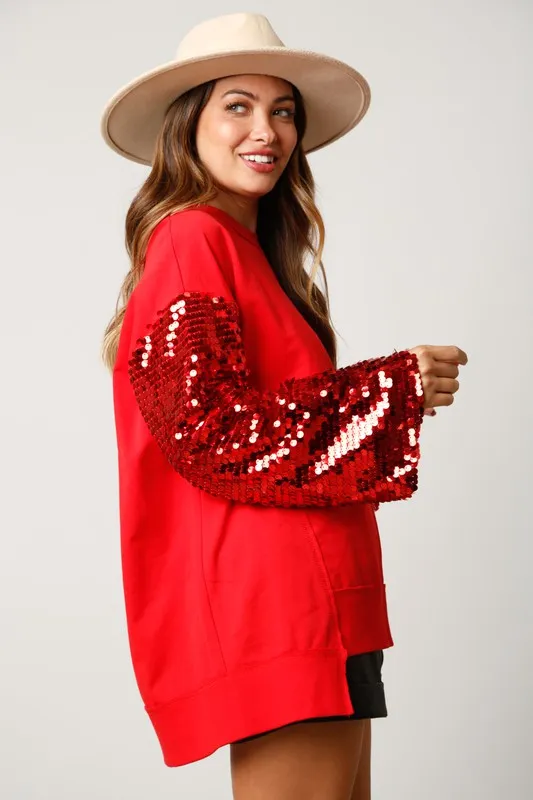 Holiday Glam Red Sequin Top