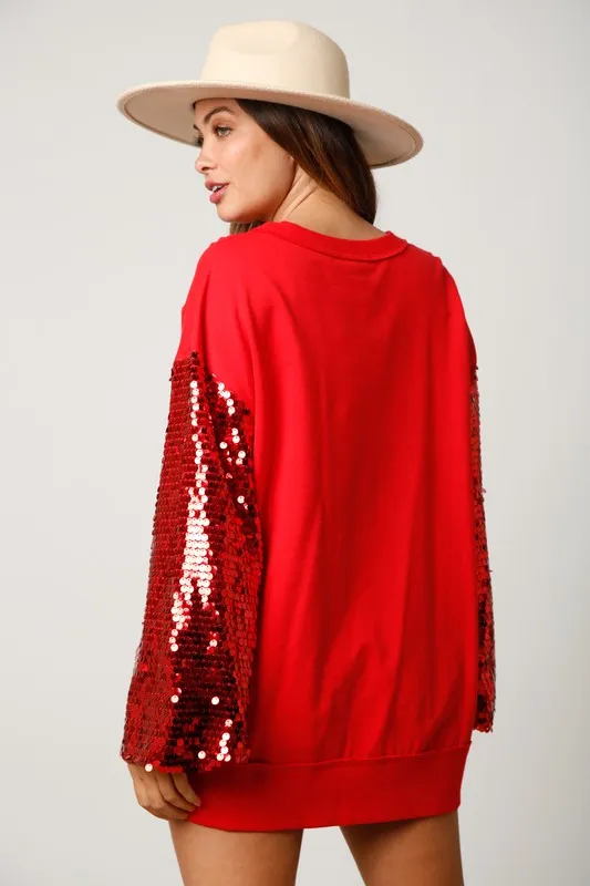 Holiday Glam Red Sequin Top