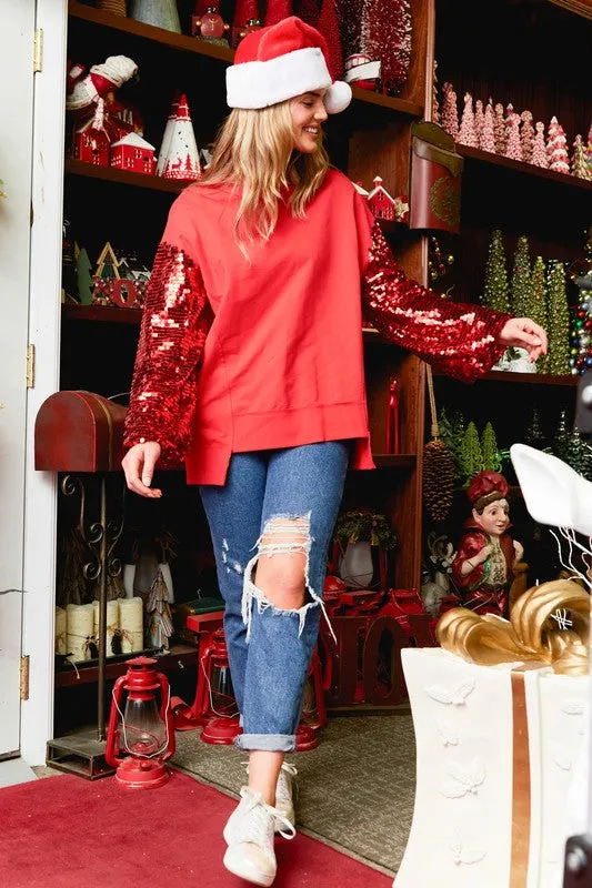 Holiday Glam Red Sequin Top