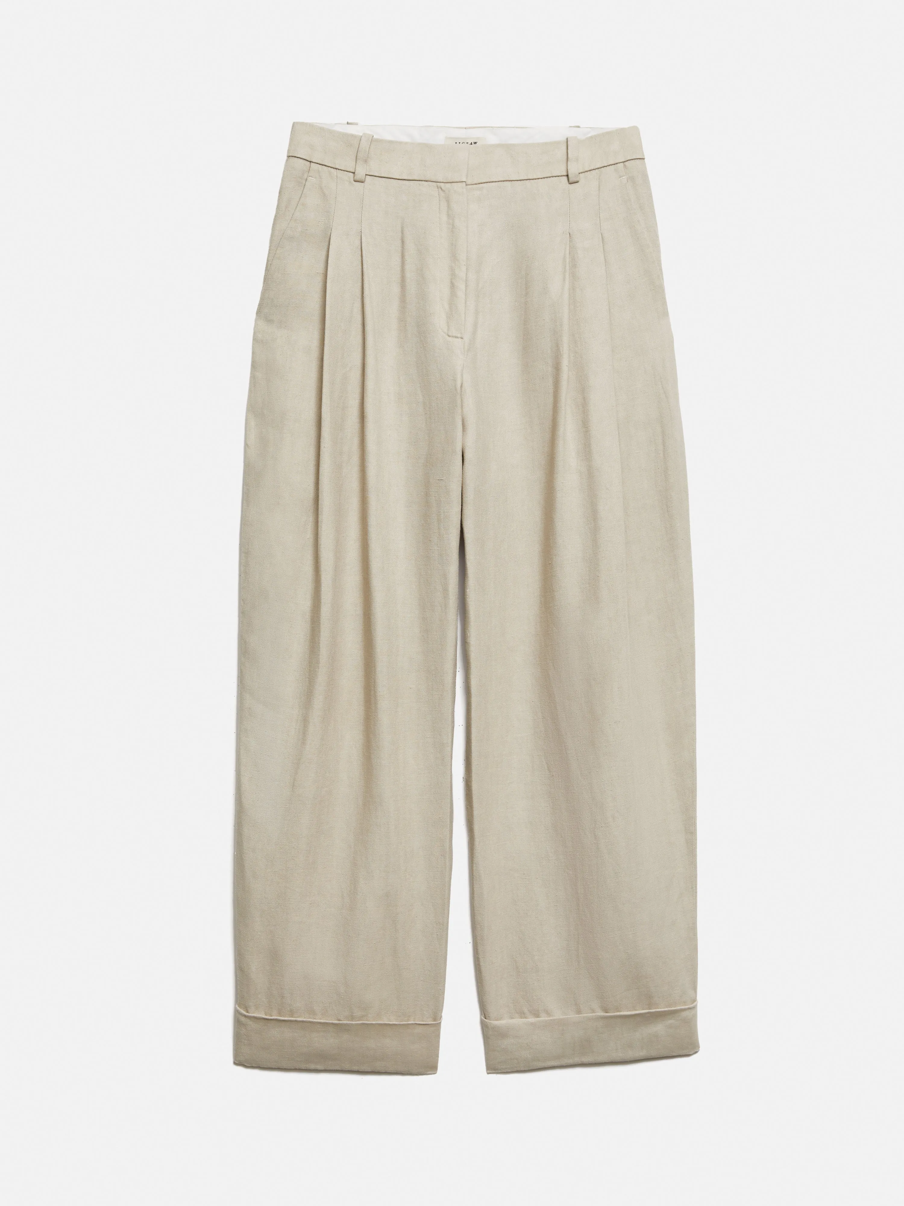 Italian Linen Turn Up Trouser | Stone