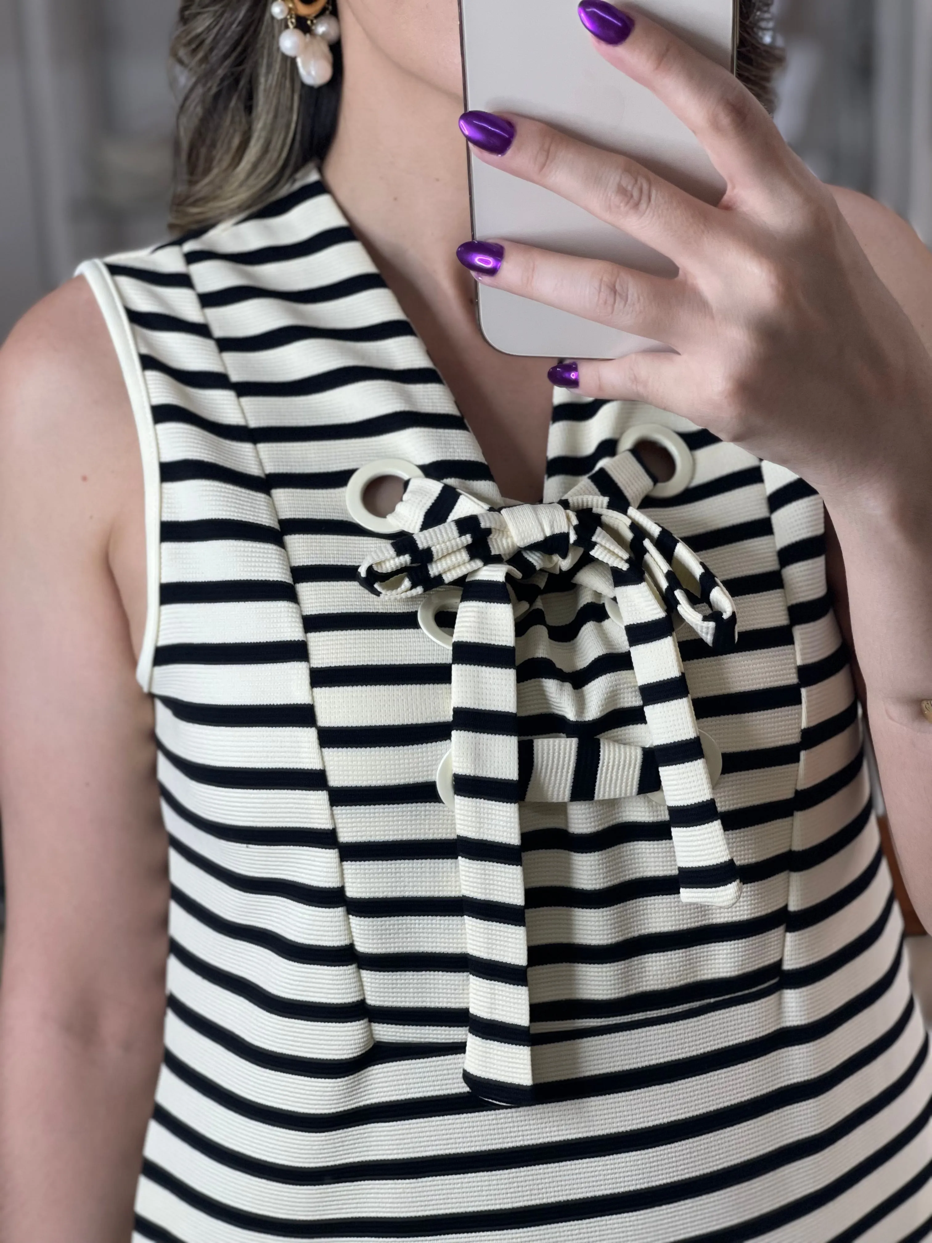 Ivory Stripes Mini Dress