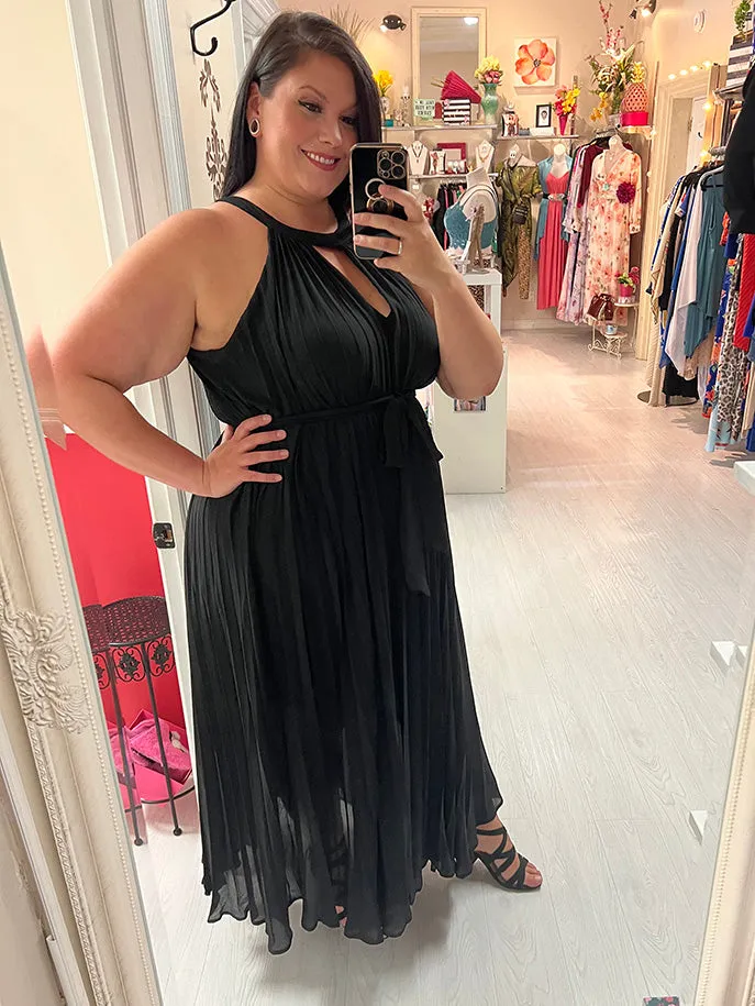 Jasmine Plus Size Pleated Maxi Dress