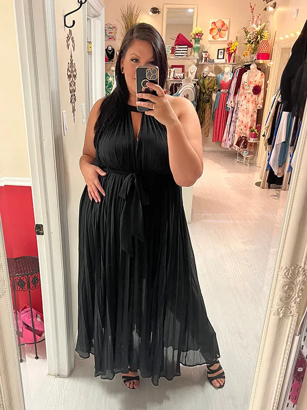 Jasmine Plus Size Pleated Maxi Dress