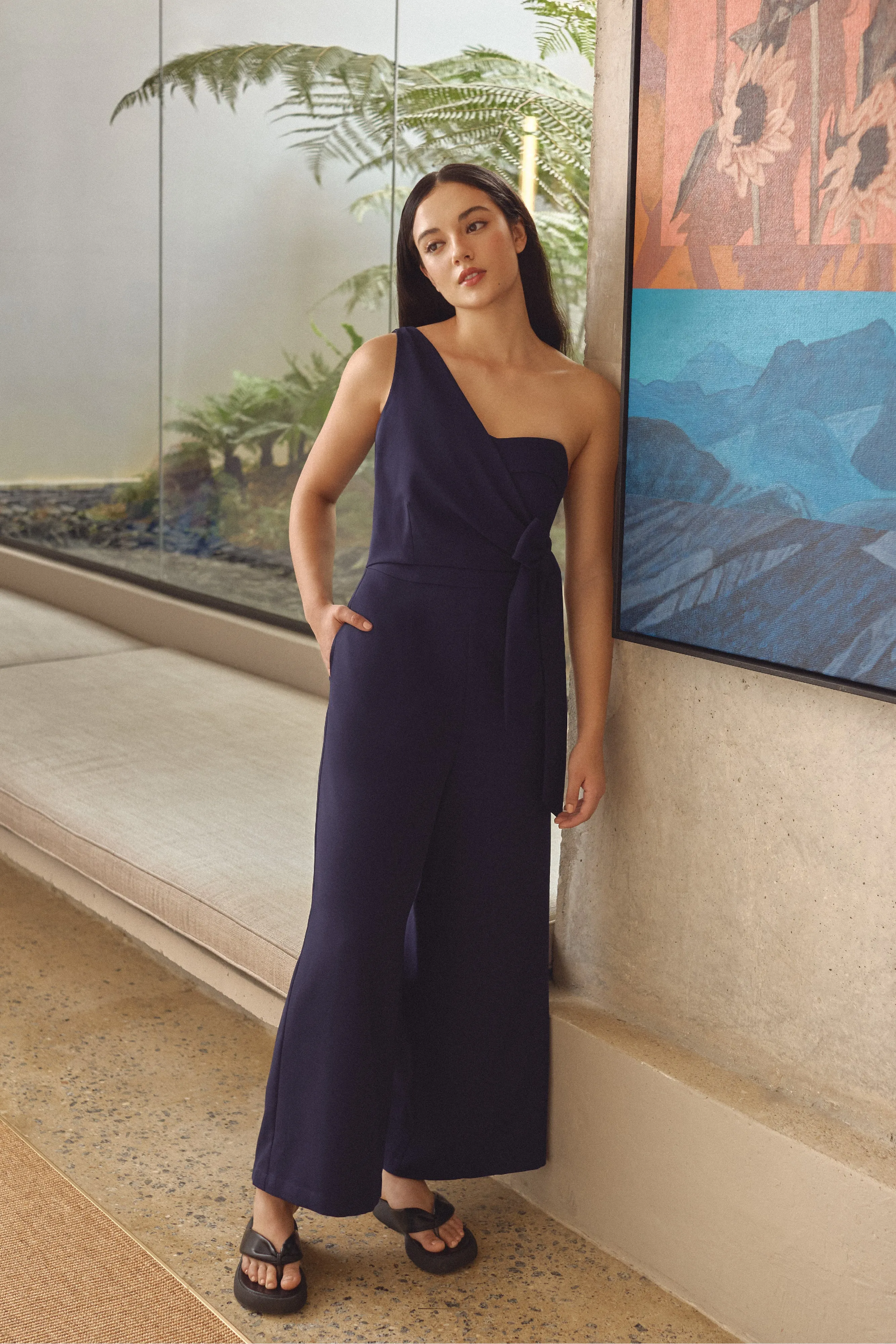 Keilani Toga Jumpsuit in Navy Blue (with detachable straps)