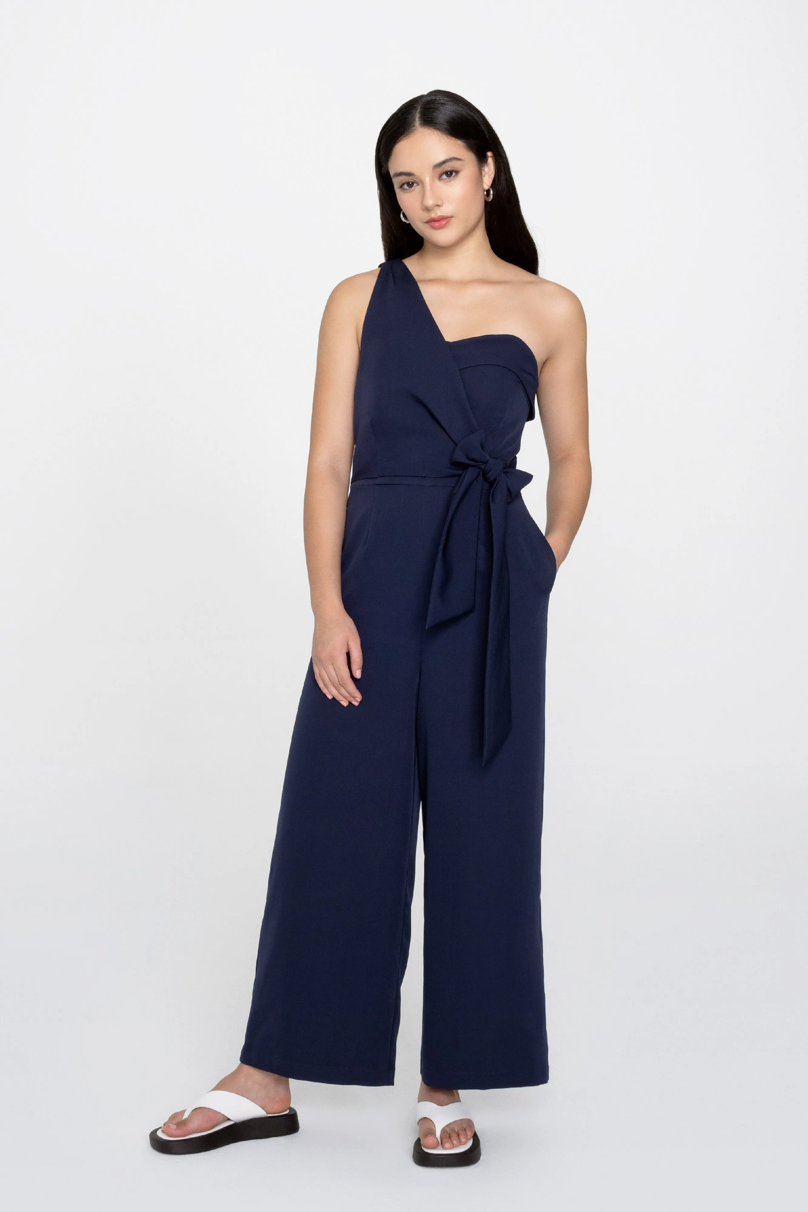 Keilani Toga Jumpsuit in Navy Blue (with detachable straps)