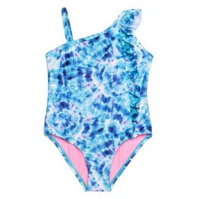 KENSIE GIRL Cheetah Madness Ruffle UPF 50 One-Piece Beach Pool Swimsuit