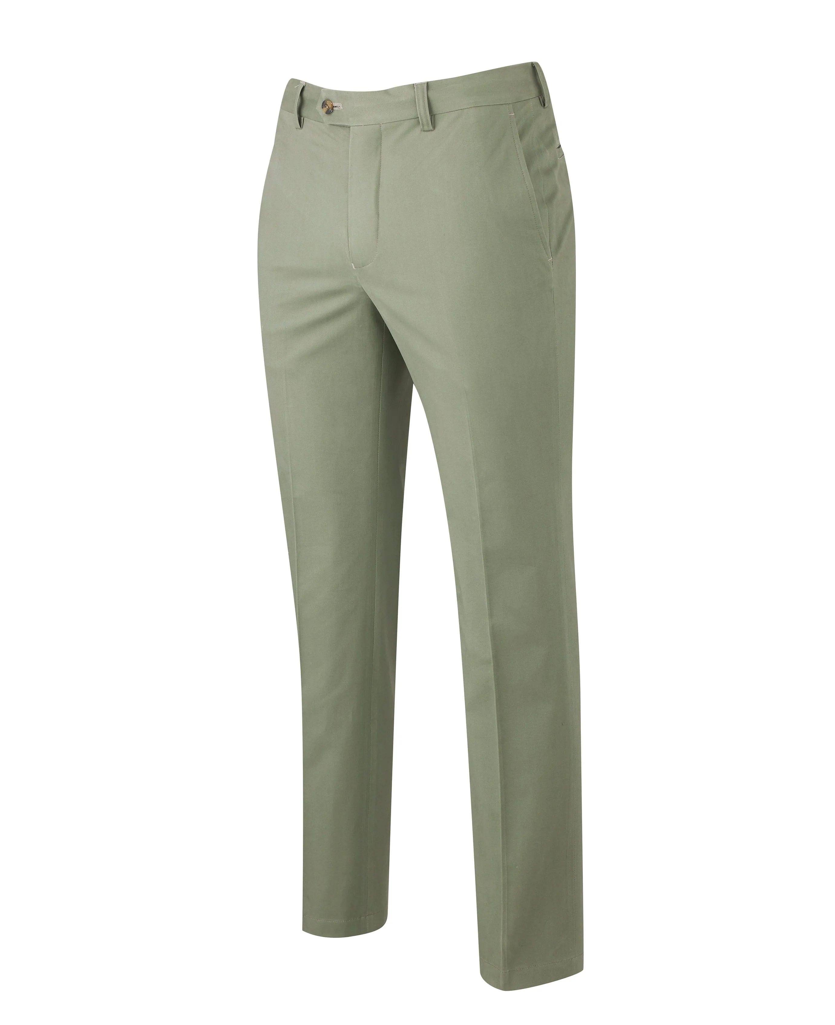 Khaki Flat Front Slim Fit Chinos