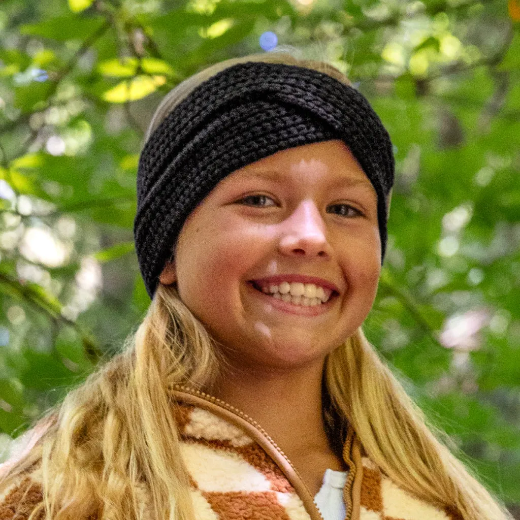 Kids Black Criss-Cross Knit Headband