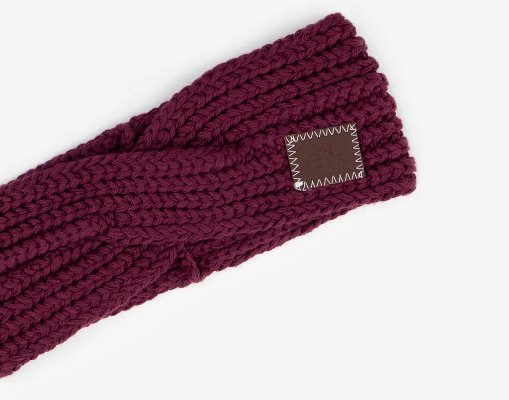 Kids Burgundy Criss-Cross Knit Headband