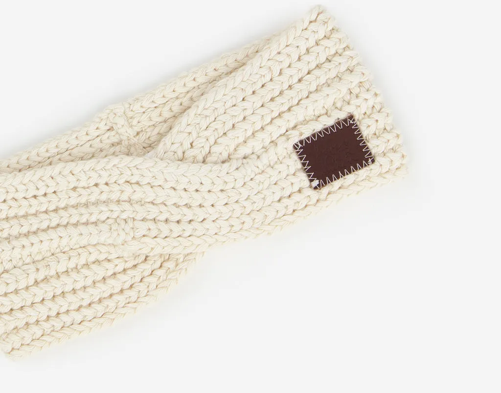 Kids White Speckled Criss-Cross Knit Headband