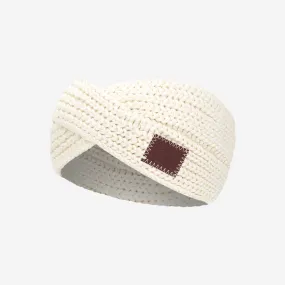 Kids White Speckled Criss-Cross Knit Headband