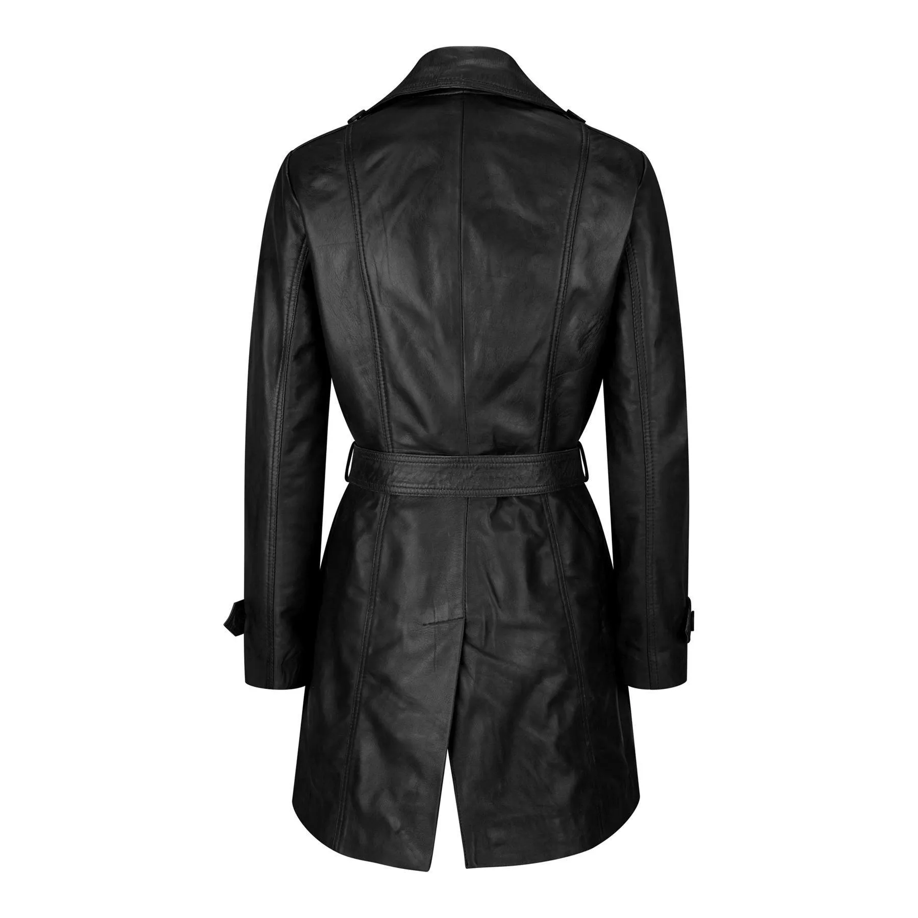 Ladies Women Real Leather Mid Length Blazer Style Retro Jacket