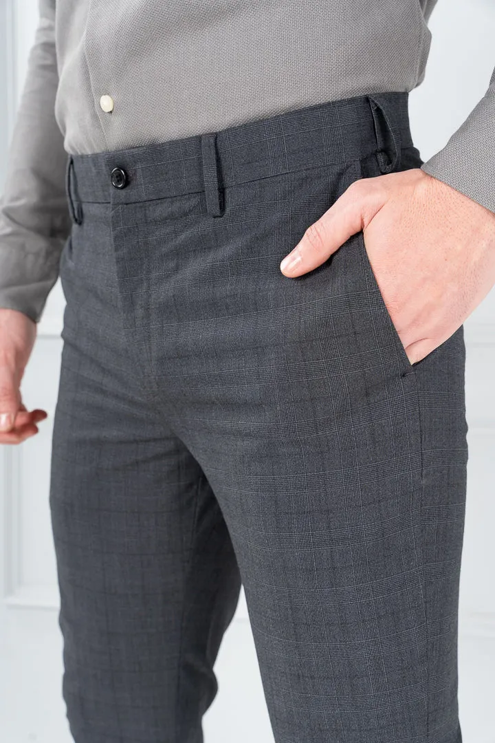 Lava Grey Checks Formal Pants