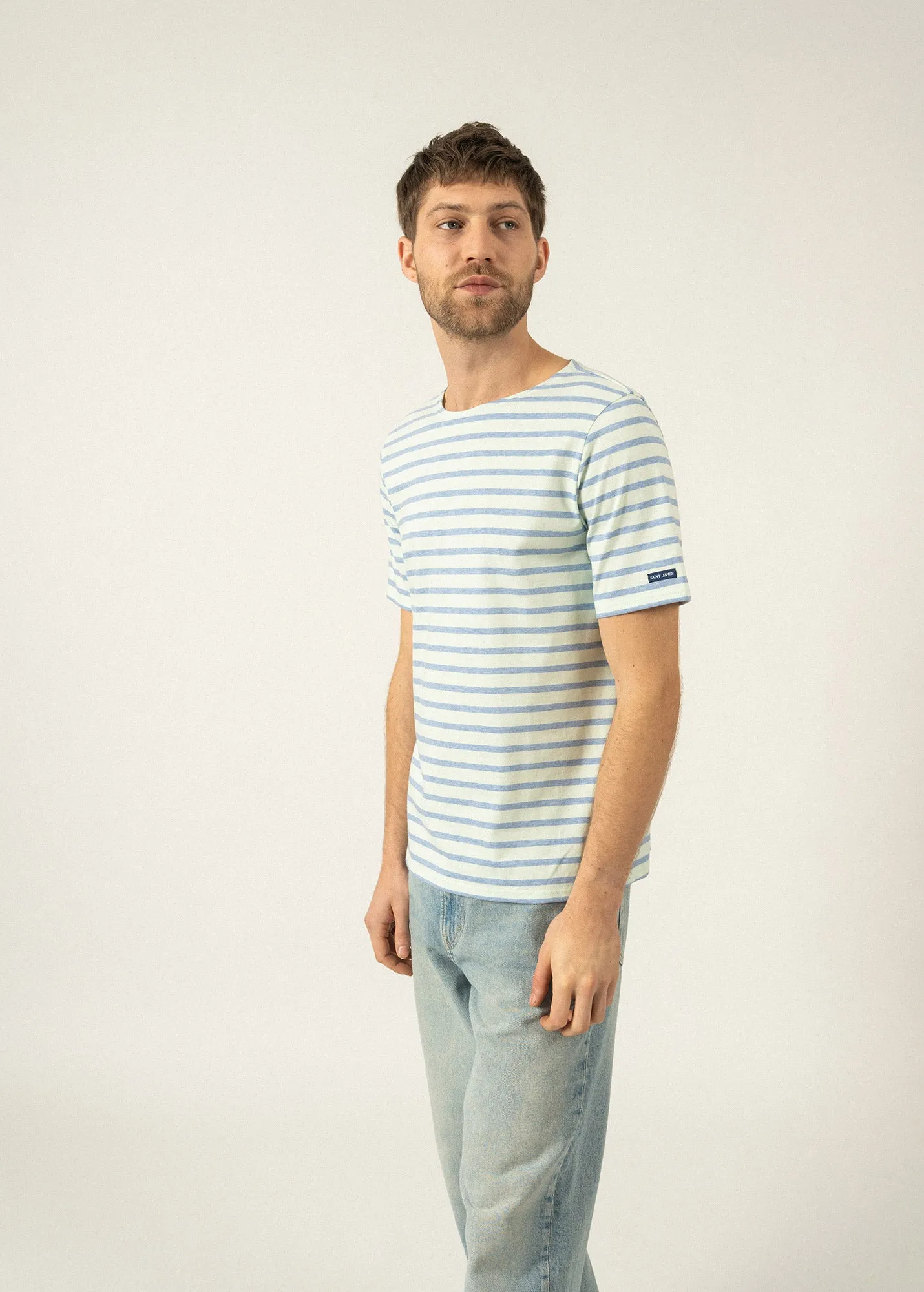 Levant short sleeve striped sailor shirt - regular fit, in light cotton (ALOE/DENIM)