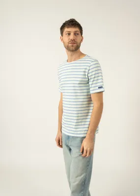 Levant short sleeve striped sailor shirt - regular fit, in light cotton (ALOE/DENIM)