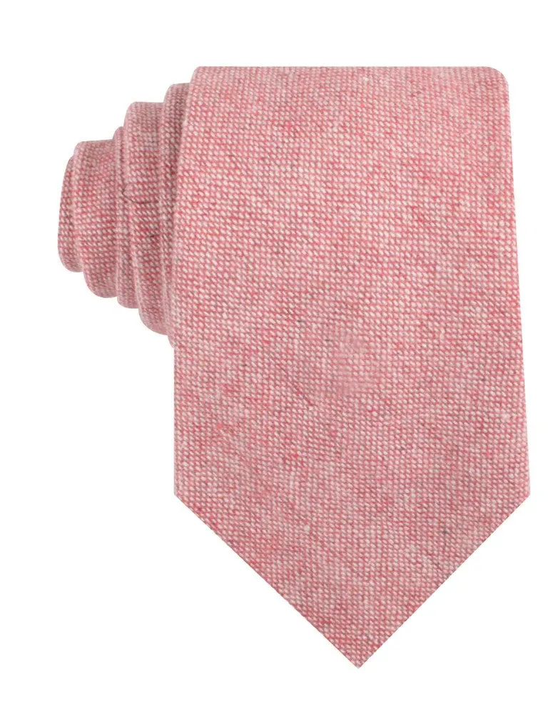 Linen Tie - Plain - Blush Red