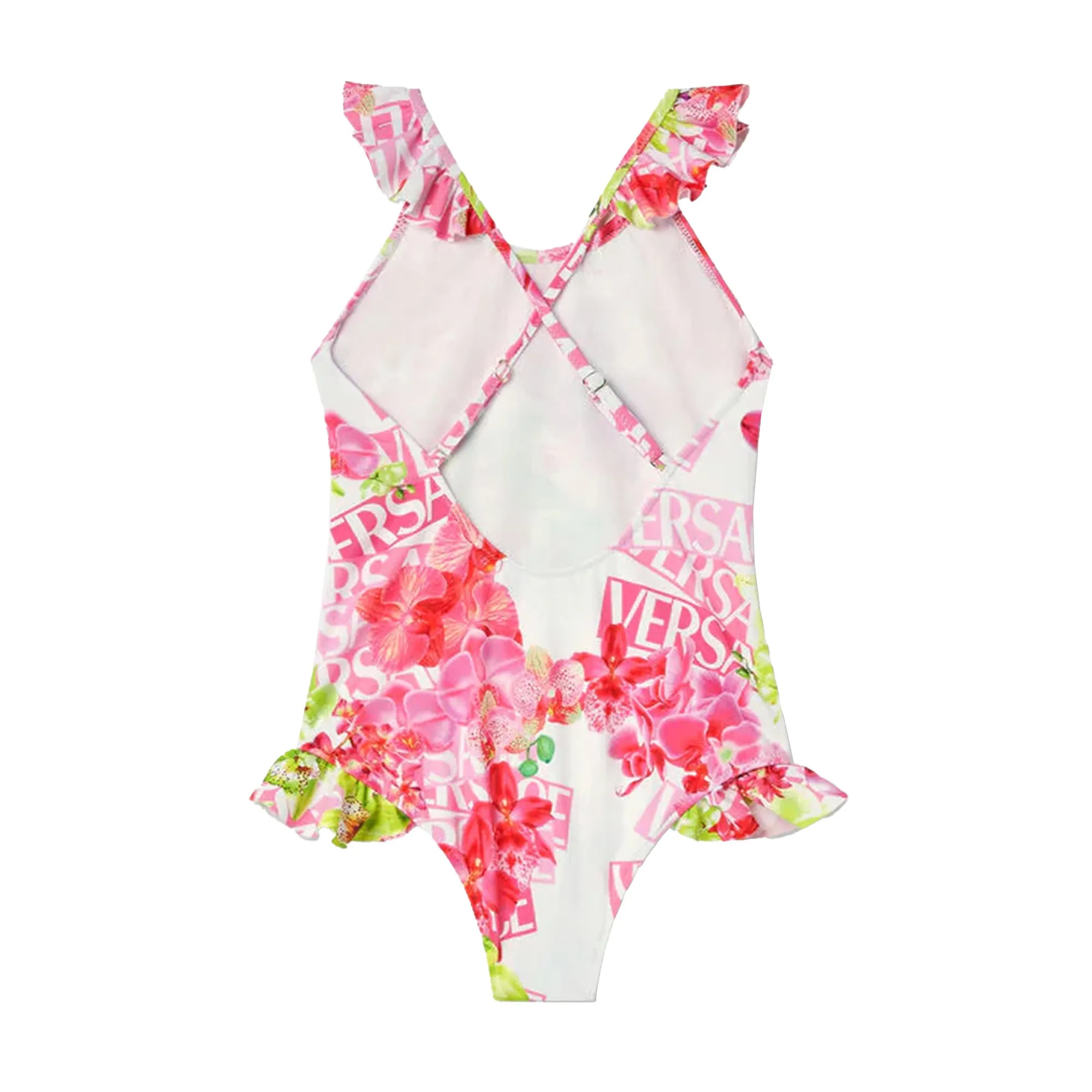 Logo Orchid Print Swimsuit