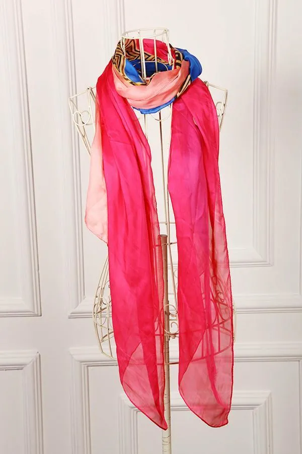 Long Chiffon Scarf Blue and Red CHL104