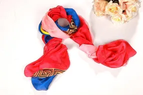 Long Chiffon Scarf Blue and Red CHL104