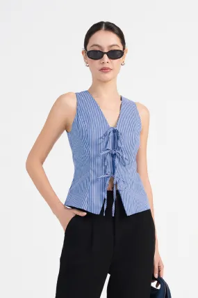 Lou Striped Tie-Front Vest Top