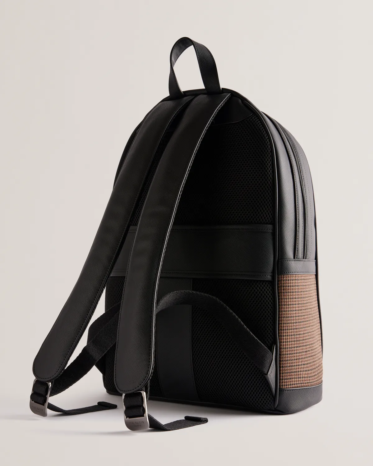 Malviin Check Fabric Backpack Black