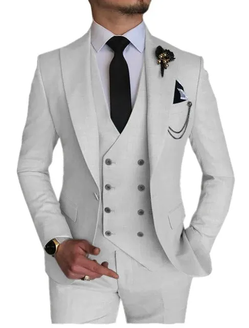 Men 3 Pieces Suit Tailored Wedding Slim Fit Business Blazer Jacket Vest Pants Tuxedo | 101