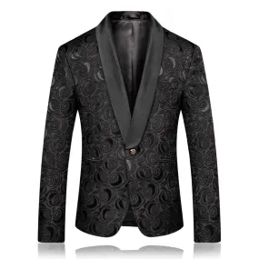 Mens Black Floral Tuxedo Jacket Paisley Shawl Lapel Suit Blazer Jacket for Dinner,Prom,Wedding | 8660-700