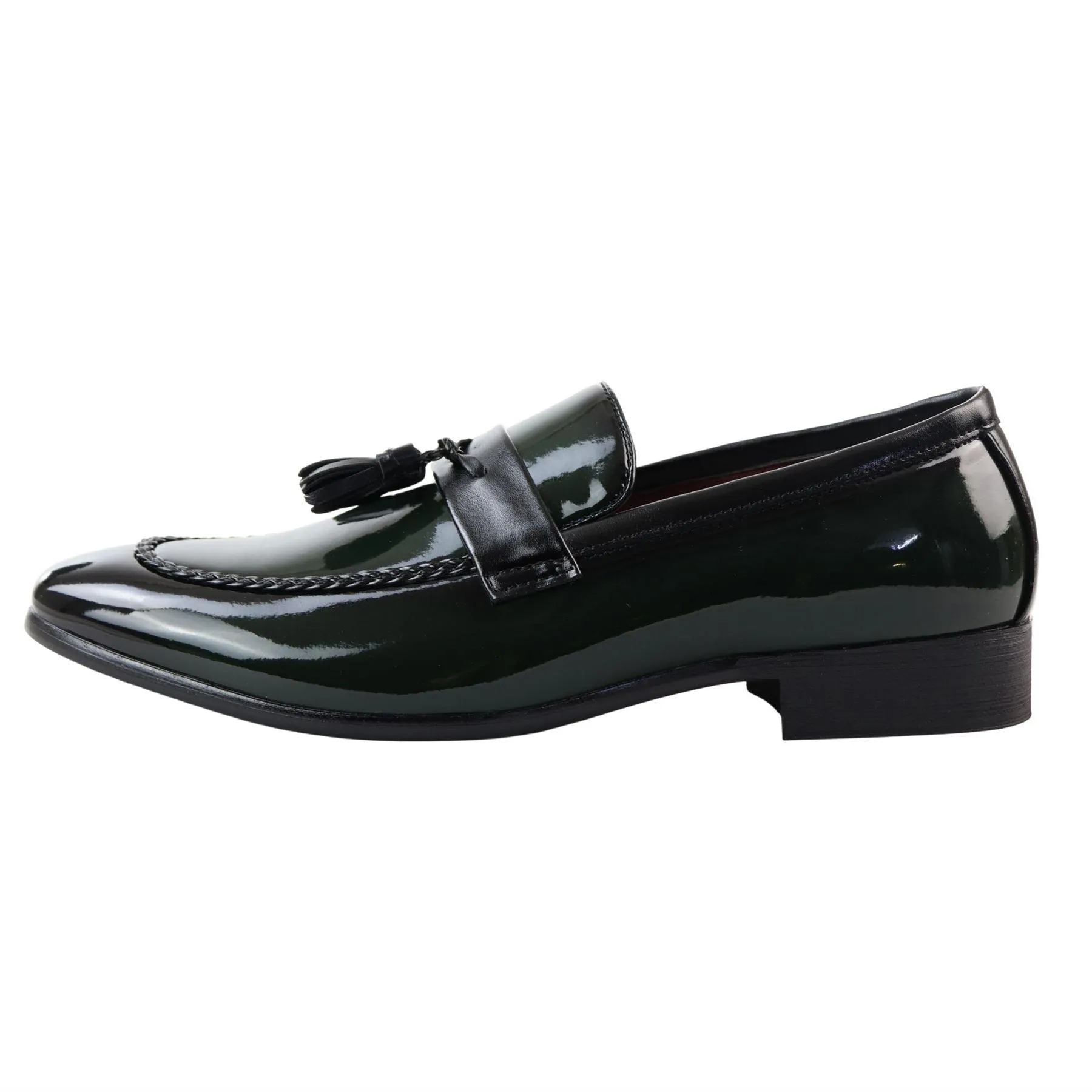 Men's Moccasin Loafers Patent Leather Lined Slip On Tassel Formal Dress Shoes