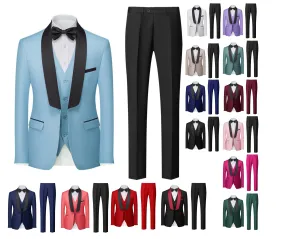 Men's Premium Suit Casual Regular Smart Fit 3 Pieces Prom Tuxedo Shawl Lapel Wedding Party Groomsmen Suits (Blazer   Vest   Pants) | 601