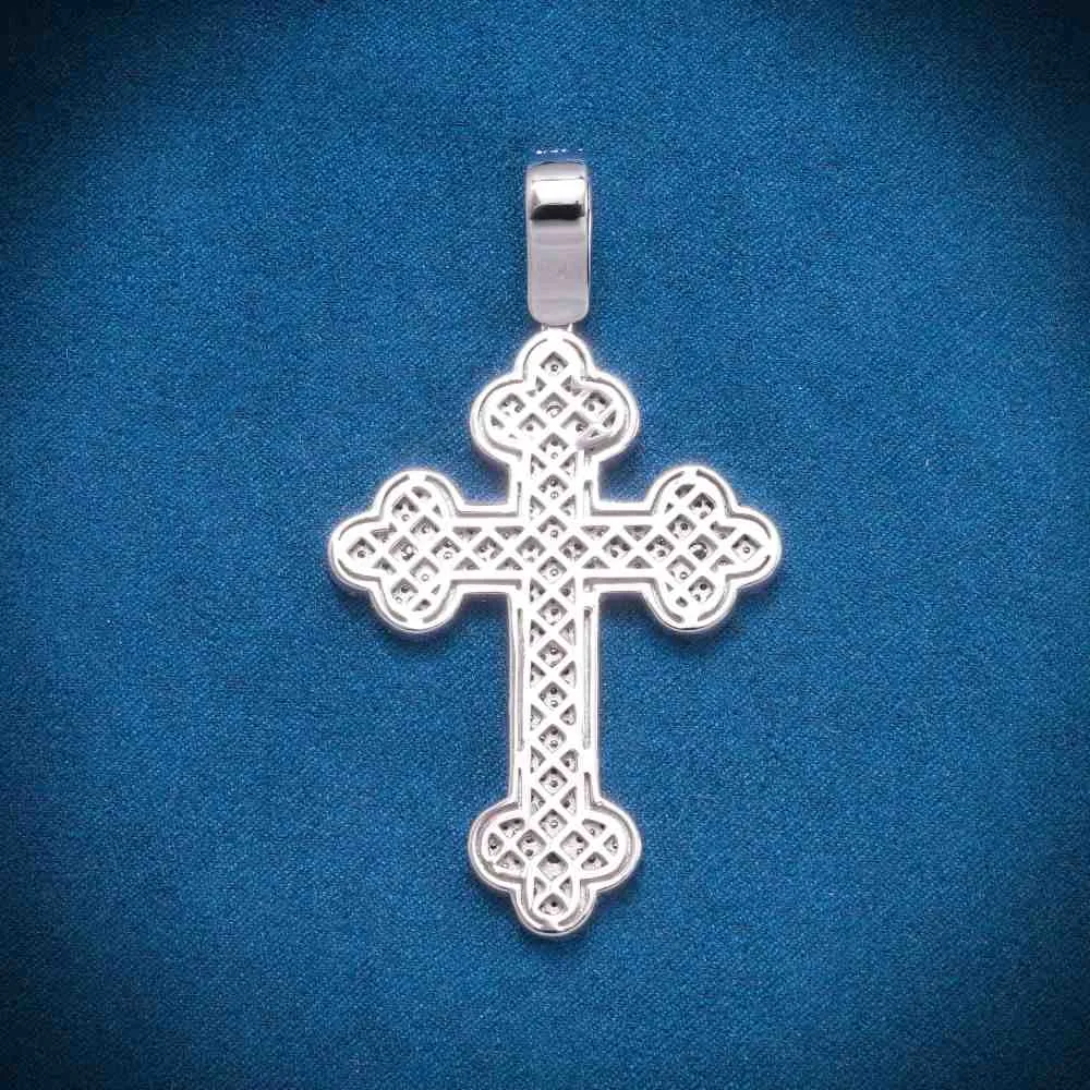 Moissanite Clover Cross Pendant 14K Gold