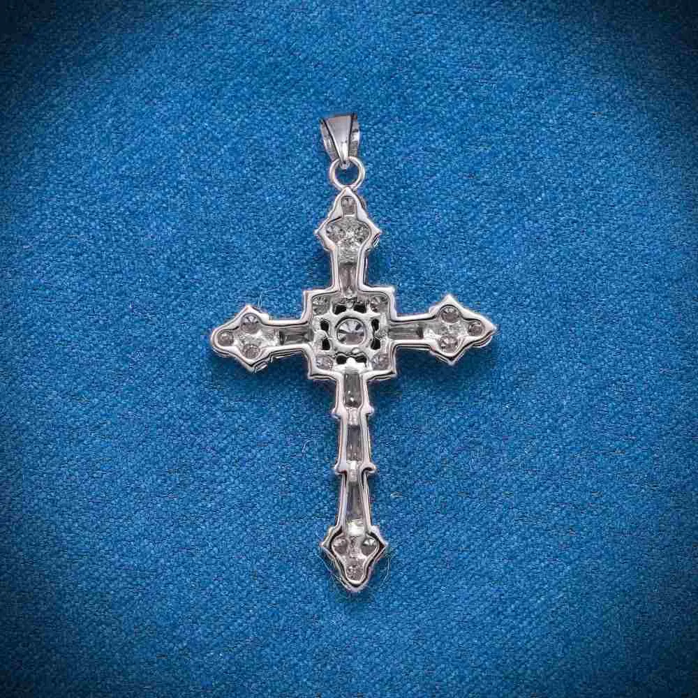 Moissanite Latin Cross Pendant 14K Gold