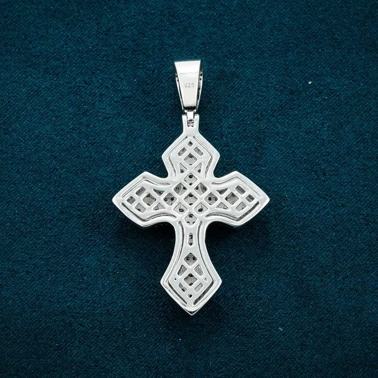 Moissanite Syriac Cross Pendant 14K Gold