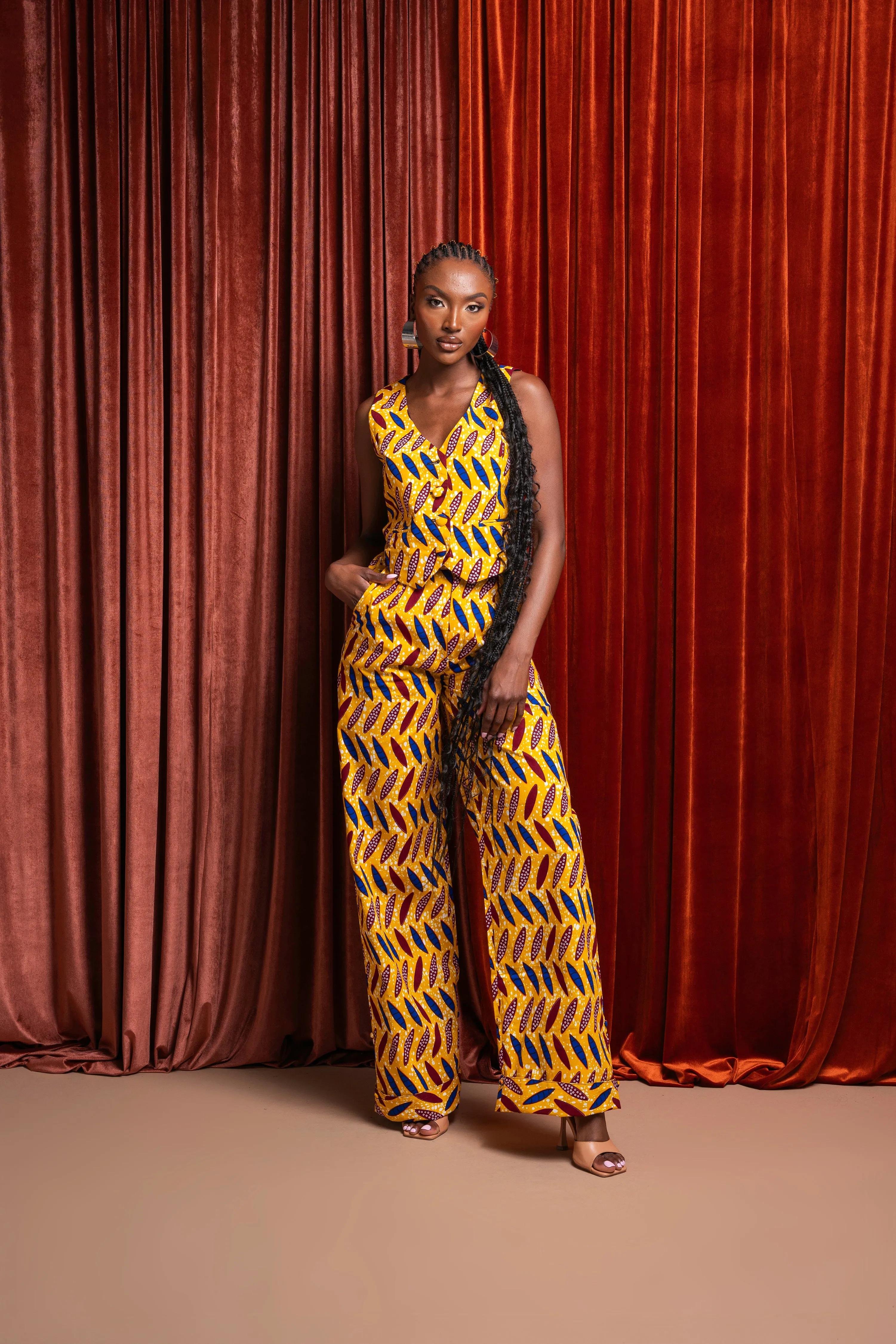 MOYIN African Print high waist trousers ( 3 LENGTH)