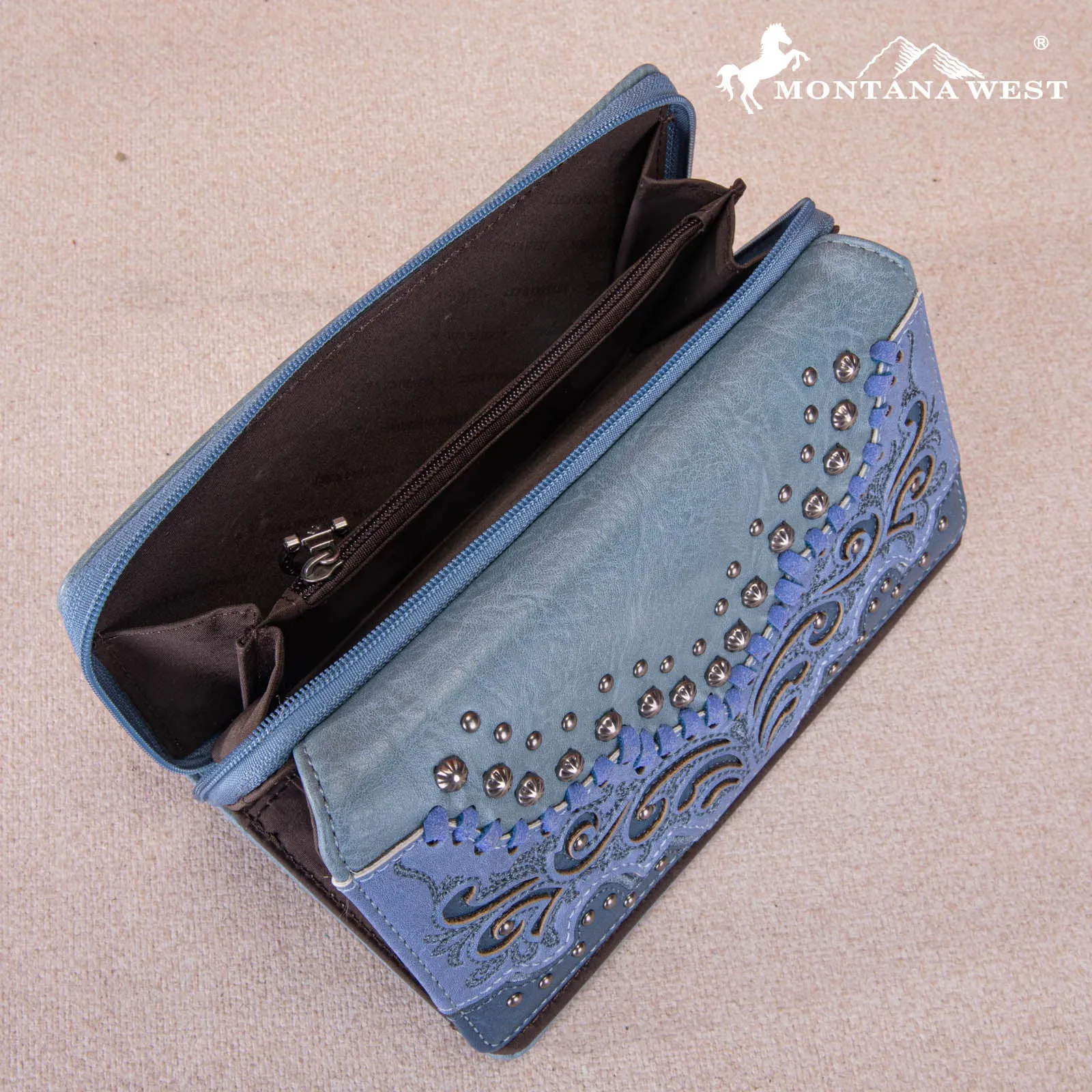 MW1269-W010 Montana West Embroidered Scroll Cut-out Collection Wallet