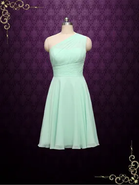 One Shoulder Short Chiffon Bridesmaid Dress | A3