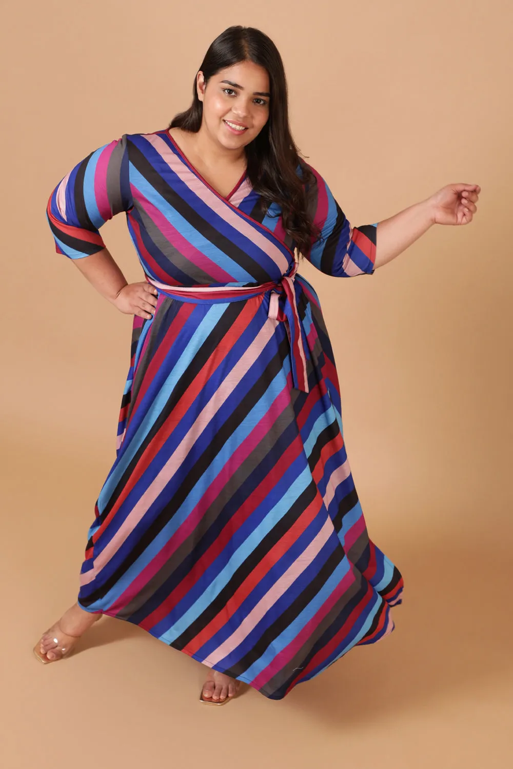 Playful Stripes True Wrap Dress