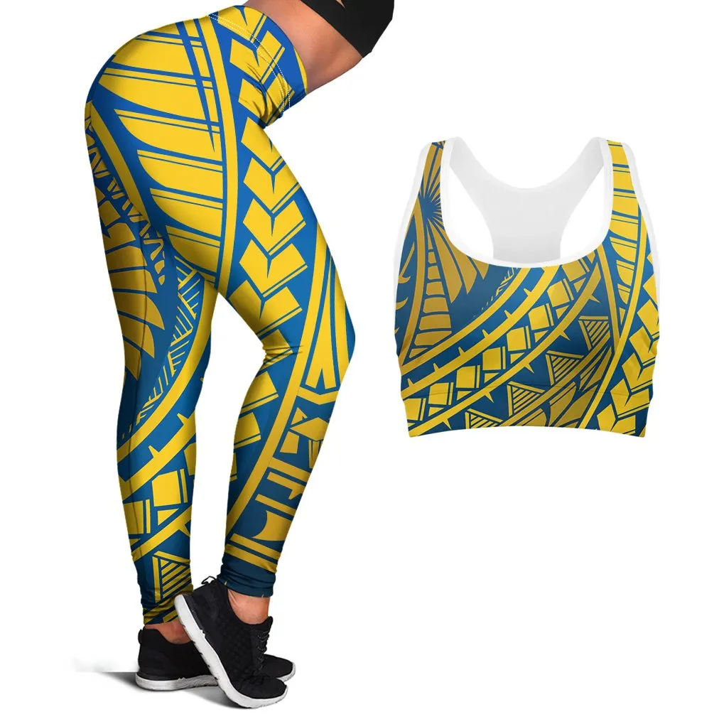 Polynesian Hibiscus Seamless Yoga Set Sports Bras Leggings 2 Piece Set Women Workout Clothes Workout Set for Gym Jogging Fitness