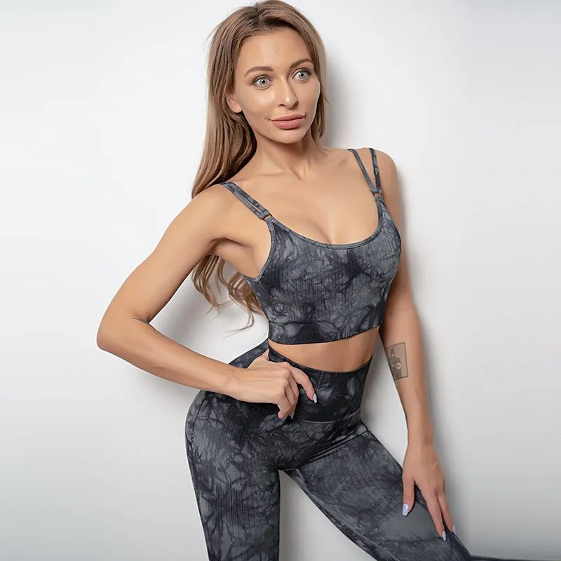 Printing women tie-dye yoga workout sports wear camouflage bra leggings suit set camo fitness & yoga wear