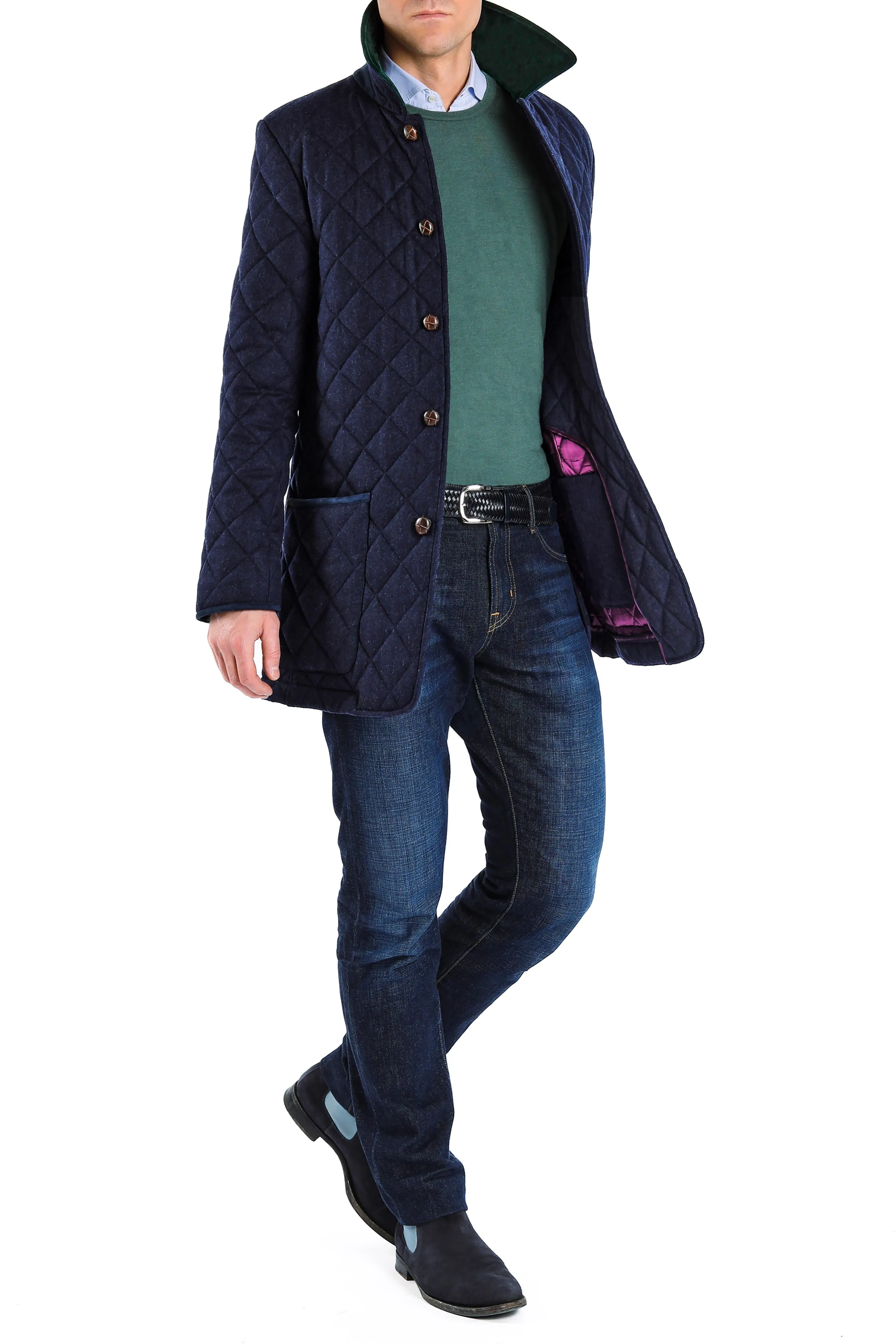 Quilted loden jacket in navy