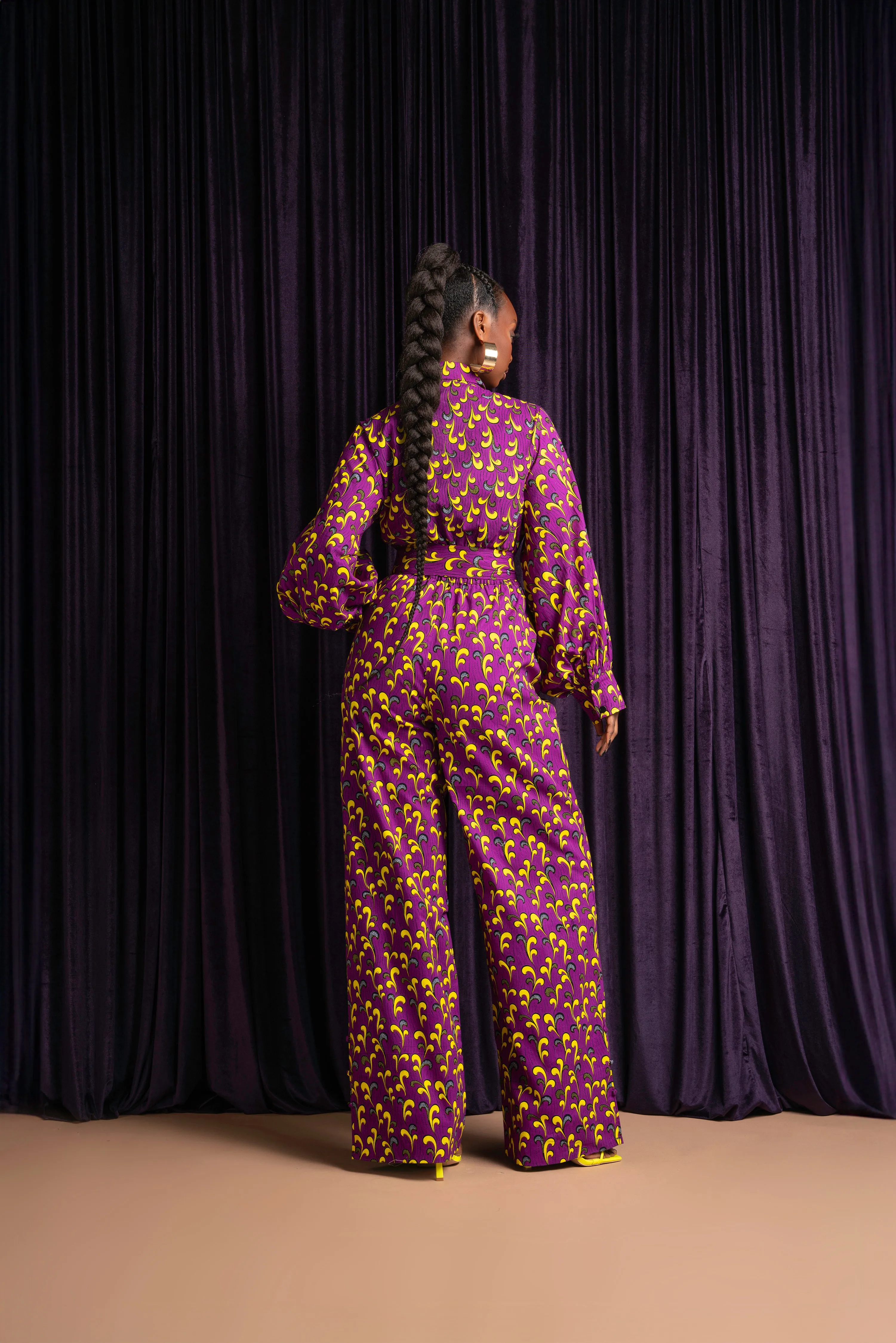 REMA African print long sleeve jumpsuit