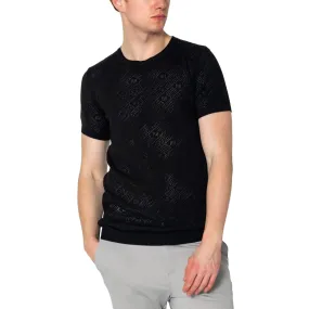 RNT23 Geometric crochet t-shirt black