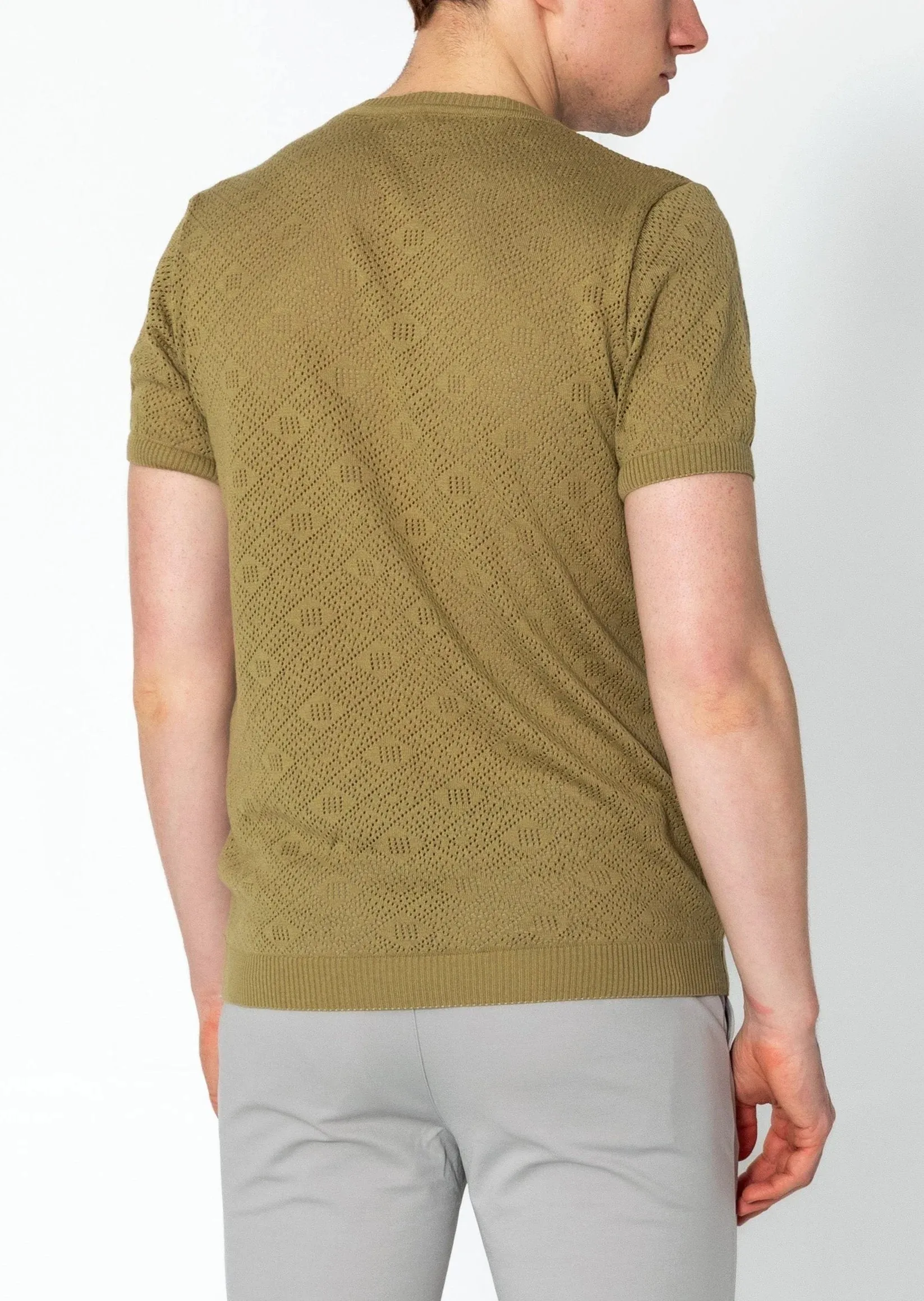 RNT23 Geometric crochet t-shirt green